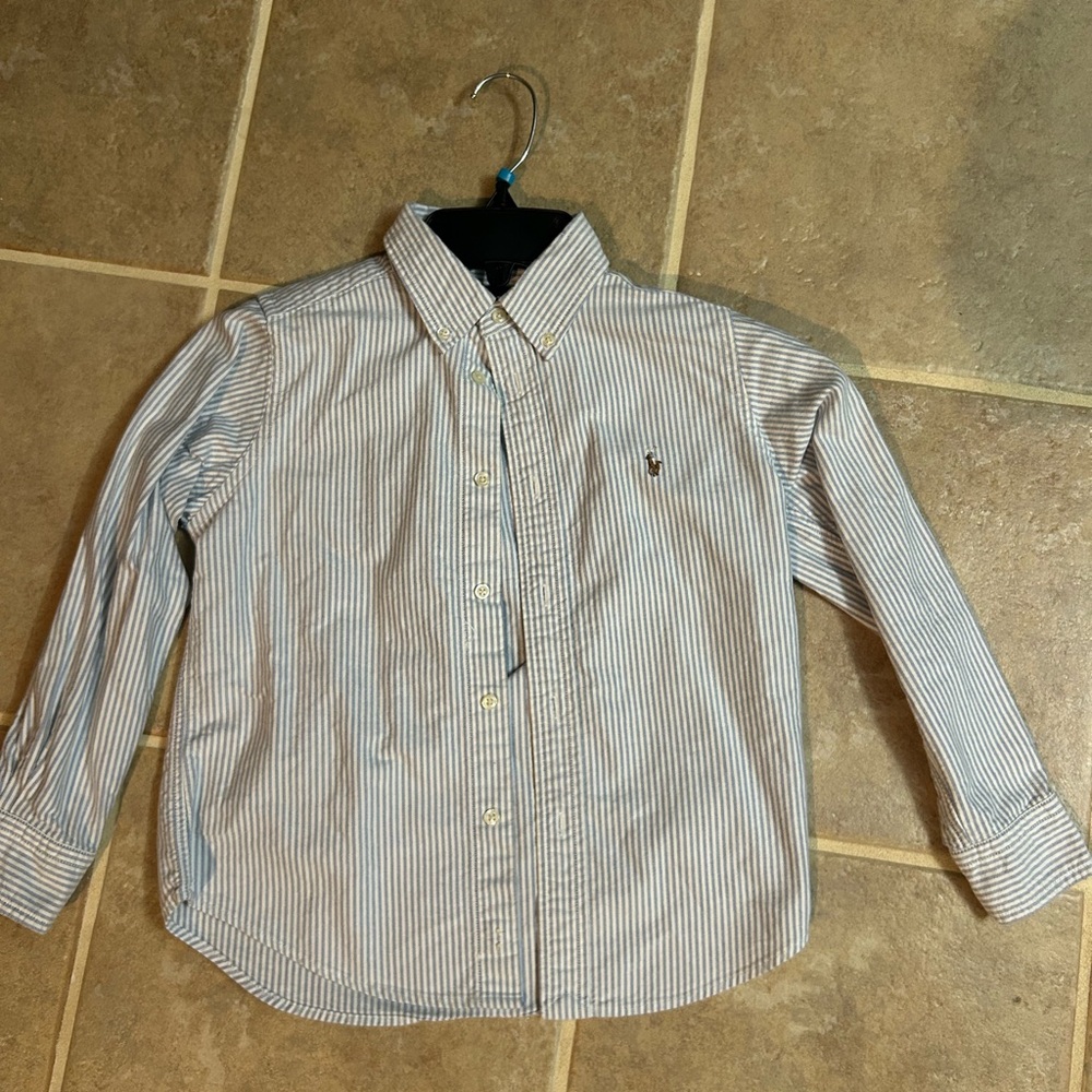 Ralph Lauren Blue Striped Kids Button Down Shirt